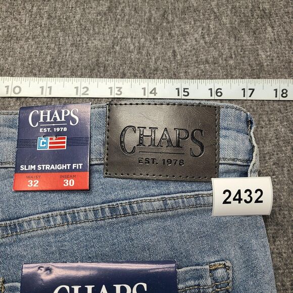 Chaps Jeans Mens 32x30 Blue Slim Straight Fit Denim Stretch Classic New Tags - Picture 10 of 10